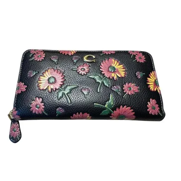 Coach Floral Embossed Leather Zip Wallet - Picture 2 of 6